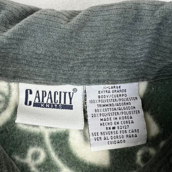 Capacity knits Vintage Green & white flannel jacket ivy leaf  women’s size XL - Picture 6 of 7